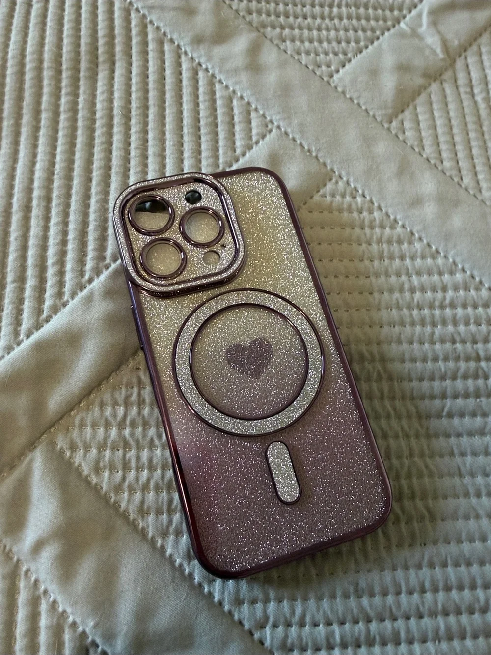 Glitter Pink Heart MagSafe-Compatible Phone Case